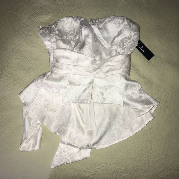 Satin Ruffled Tube Top - Picture 4 of 9